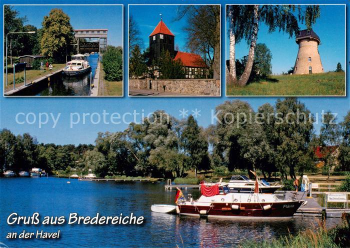 Bredereiche Schleuse Kirche St Martin Hollaendermuehle Marina an der Havel