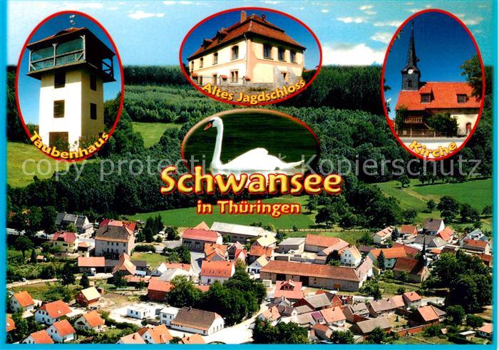 Schwansee Taubenhaus Altes Jagdschloss Kirche Panorama