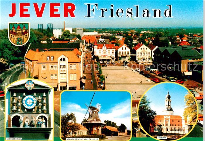 Jever Panorama Glockenspiel Windmuehle an der Schacht Schloss