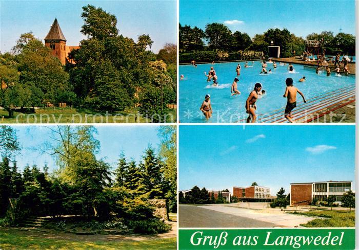 Langwedel  Verden Kirche Schwimmbad Park Teilansicht