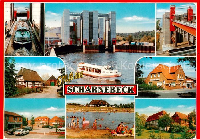 Scharnebeck Lueneburg Schiffshebewerk Schleuse Teilansichten Markt Strand