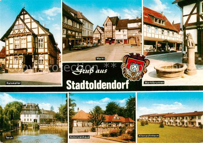 Stadtoldendorf Ratskeller Markt Marktbrunnen Teich Schuetzenhaus Altenwohnheim