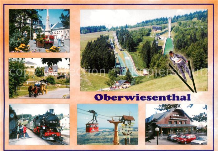 Oberwiesenthal Erzgebirge Marktplatz Pferdekutsche Dampflok Gondelbahn Sprungsch