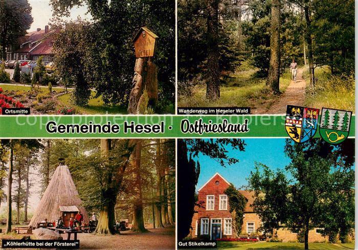 Hesel Ostfriesland Ortsmitte Wanderwegim Heseler Wald Koehlerhuette bei der Foer