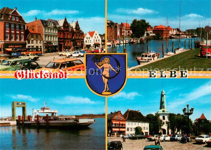 Glueckstadt Strassenpartie Schleuse Marktplatz Bootsliegeplatz