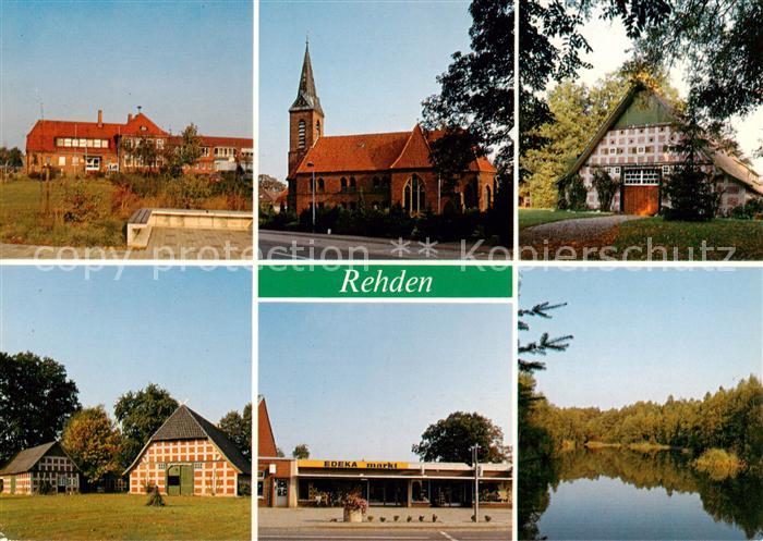 Rehden Diepholz Teilansichten Kirche Edeka Markt Gondelteich