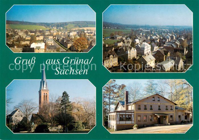 Gruena Sachsen Teilansichten Kirche Forsthaus Gruena