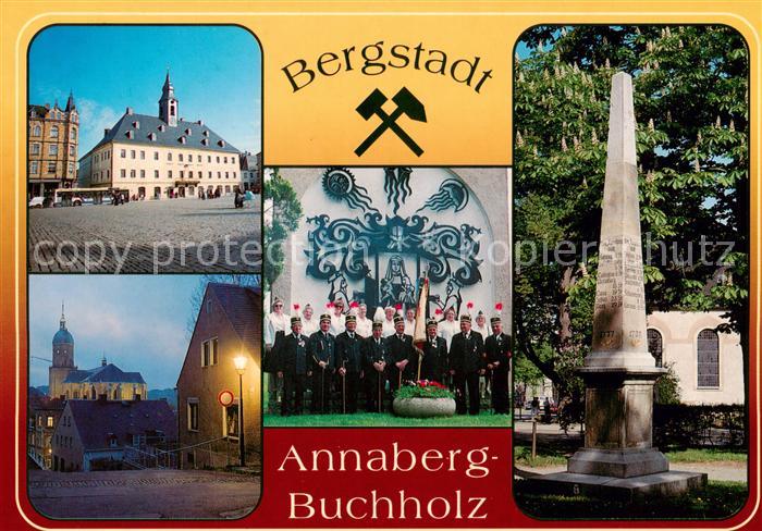 Annaberg -Buchholz Erzgebirge Markt Rathaus St Annen Kirche Postmeilensaeule