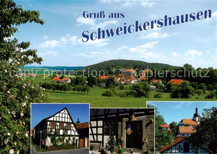 Schweickershausen Panorama Fachwerkhaus Kirche