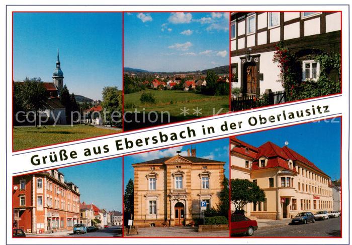 Ebersbach-Neugersdorf Kirche Panorama Fachwerkhaus Strassenpartien Rathaus