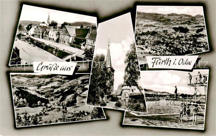 Fuerth Odenwald Teilansichten Kirche Freibad