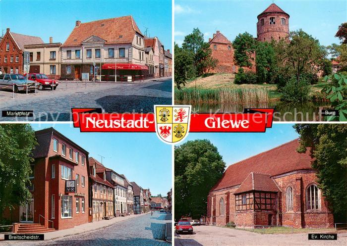 Neustadt-Glewe Marktplatz Burg Breitscheidstrasse Ev Kirche