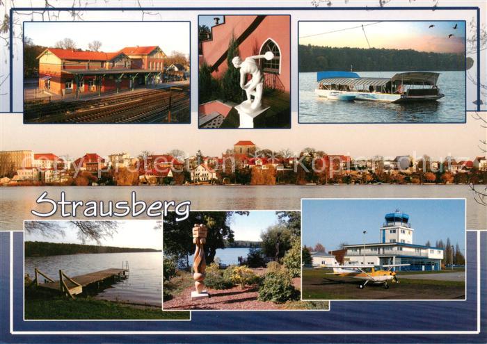 Strausberg Brandenburg Bahnhof Skulptur Faehre Panorama Boetzsee Seepromenade Fl