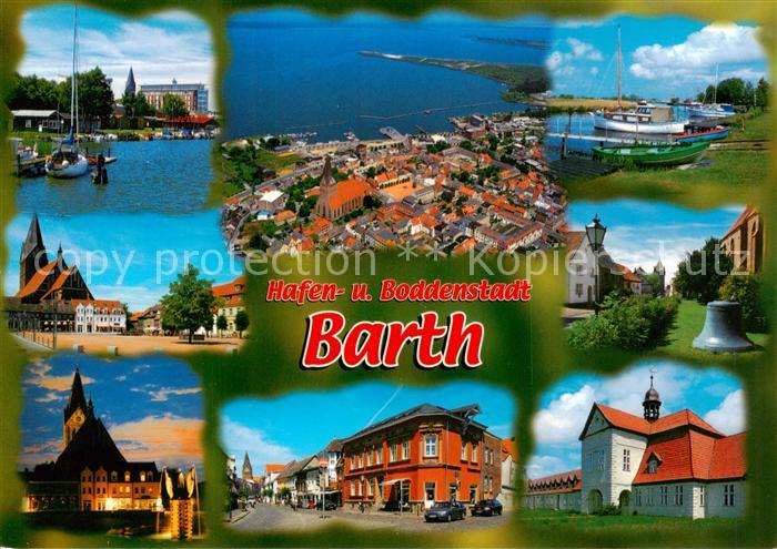 Barth Osteebad Fliegeraufnahme Barther Bodden Hafen Kirchen Markt