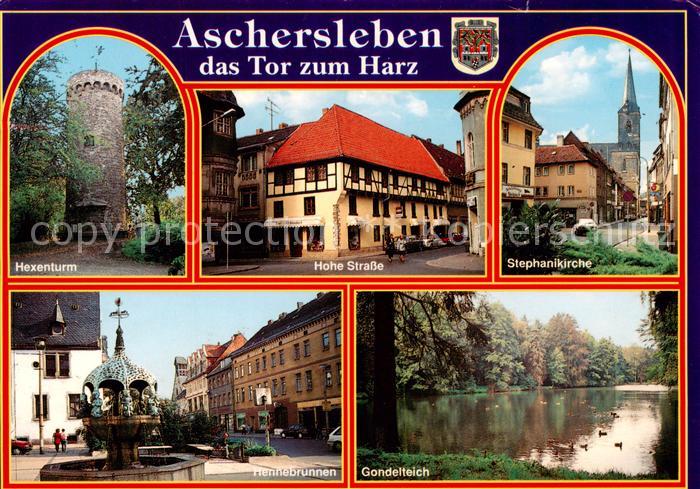 Aschersleben Sachsen-Anhalt Hexenturm Hohe Strasse Stephanikirche Hennebrunnen G
