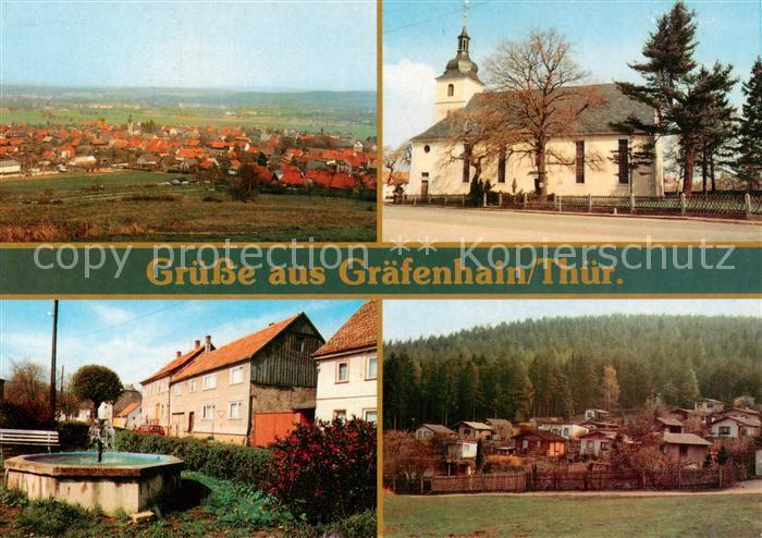 Graefenhain Totalansicht Kirche Gemeindeamt Bungalowsiedlung