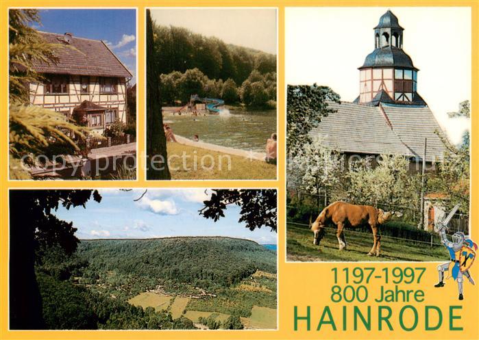 Hainrode Hainleite Panorama Fachwerhaus Freibad Ortsmotiv 800 Jahre Jubilaeum