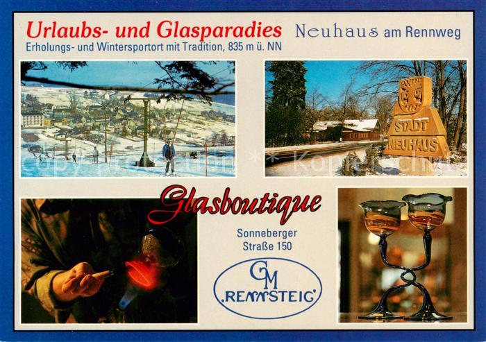 Neuhaus Rennweg Winterpanorama Skilift Glasboutique Original Thueringer Glaskuns