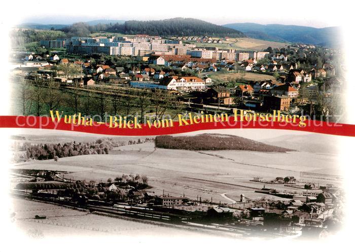 Wutha-Farnroda Panorama Blick vom Kleinen Hoerselberg anno 1349 und anno 1999
