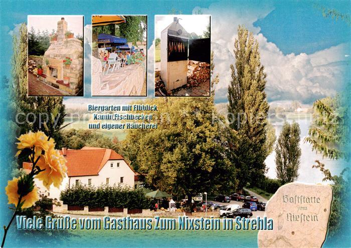Strehla Gasthaus zum Nixstein Biergarten Kamin Raeucherei