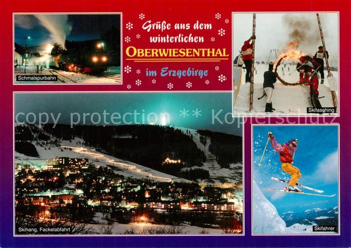 Oberwiesenthal Erzgebirge Schmalspurspan Skihang Fackelabfahrt Skifaschine Skifa