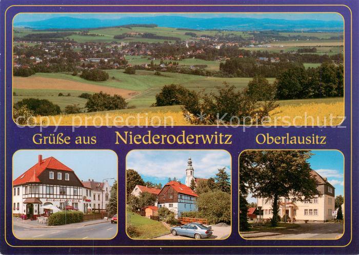 Niederoderwitz Panorama Ortsmotive Gasthaus Kirche Gemeindeverwaltung