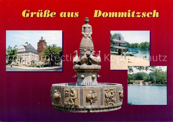 Dommitzsch Gaensebrunnen Rathaus Marienkirche Waldbad