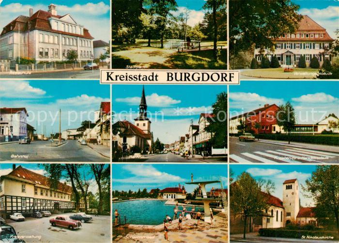 Burgdorf Hannover Strassenpartien Stadtpark Verwaltungsgebaeude Bahnhof Markt Sc