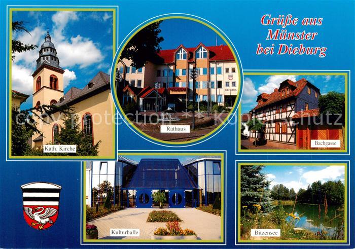 Muenster Dieburg Kirche Rathaus Bachgasse Kulturhalle Bitzensee