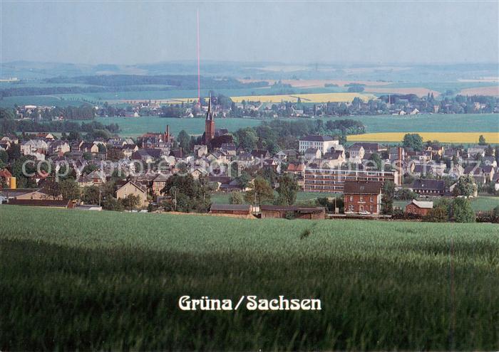 Gruena Sachsen Panorama Blick auf die Ortsmitte