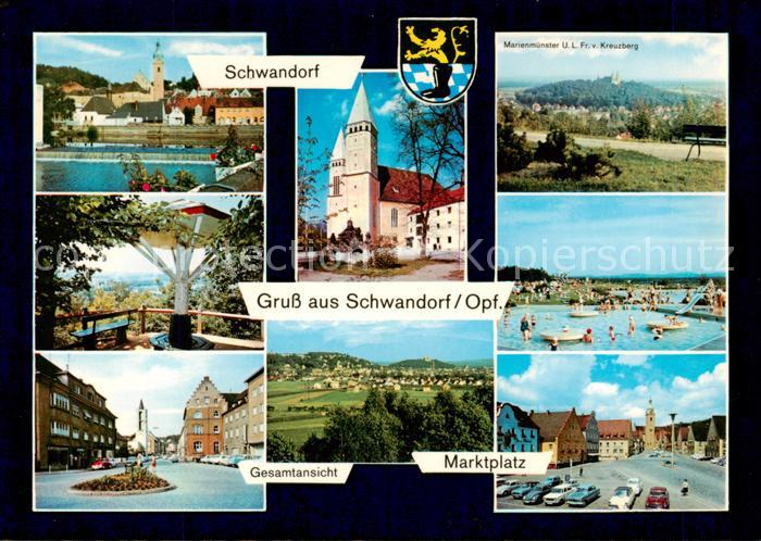 Schwandorf Panorama Marktplatz Kirche Marienmuenster Freibad