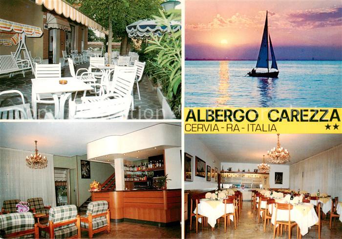 Cervia IT Albergo Ristorante Carezza Gastraeume Terrasse Segelschiff