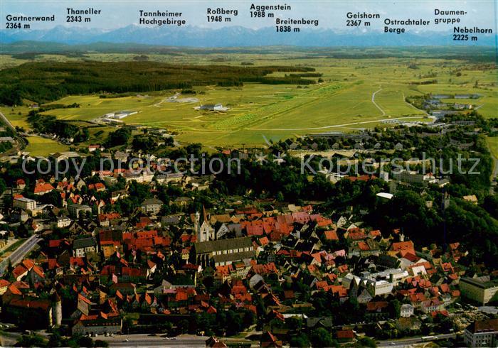 Kaufbeuren Fliegeraufnahme mit Tiroler und Allgaeuer Hochgebirge