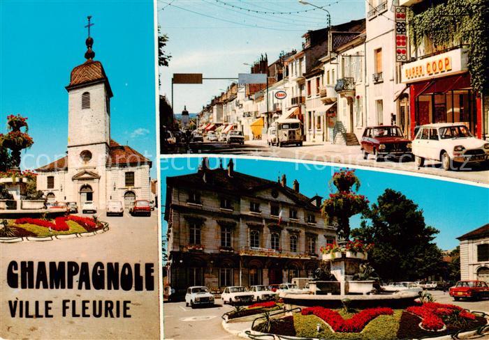 Champagnole 39 Kirche Strassenpartie Brunnen