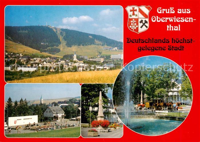 Oberwiesenthal Erzgebirge Teilansichten Kursaechsische Postmeilensaeule Blick ue