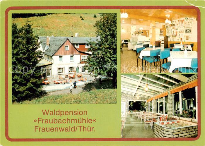 Frauenwald Thueringen Waldpension Fraubachmuehle Gastraum Terrasse