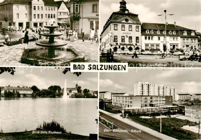 Bad Salzungen Markt Brunnen Rathaus Blick zum Kurhaus Otto-Grotewohl-Schule