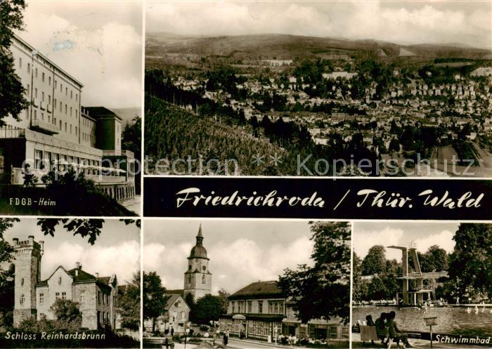Friedrichroda Panorama FDGB-Heim Schloss Reinhardsbrunn Kirche Schwimmbad