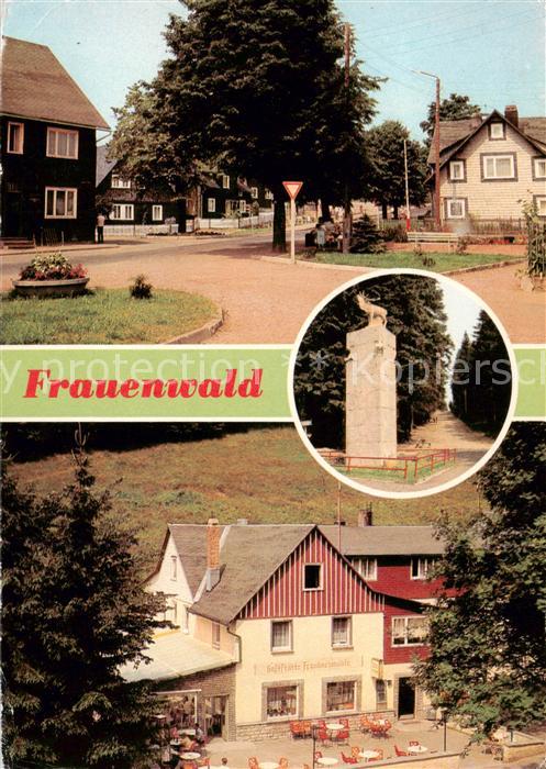 Frauenwald Thueringen Platz des Friedens Monument Waldgaststaette Fraubachmuehle