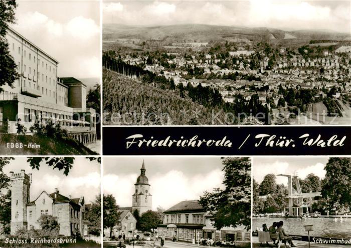 Friedrichroda FDGB-Heim Panorama Schloss Reinhardsbrunn Kirche Schwimmbad