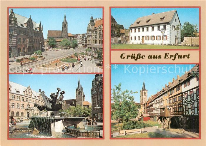 ERFURT CITY Blick auf den Anger Georgenburse Luthergedenkstaette Angerbrunnen K