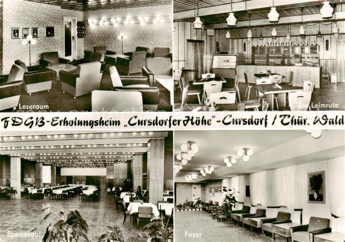 Cursdorf FDGB Erholungsheim Cursdorfer Hoehe Leseraum Zur Leimrute Speisesaal Fo