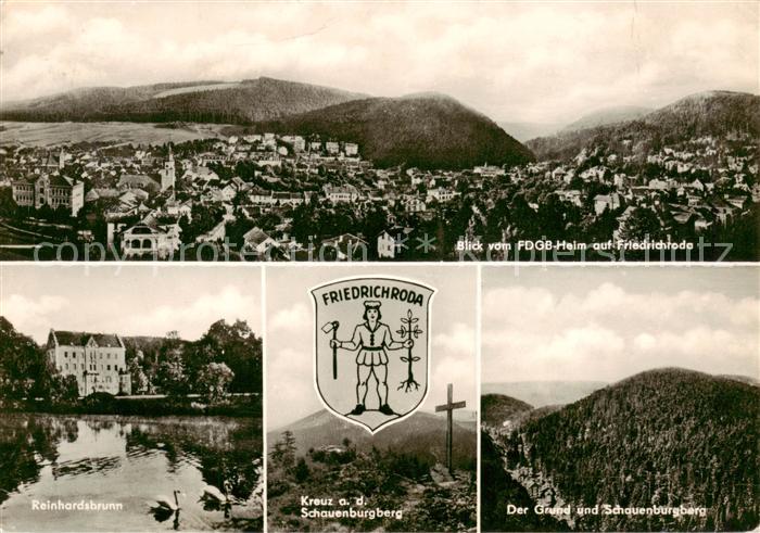 Friedrichroda Blick vom FDGB Heim Reinhardsbrunn Kreuz auf dem Schauenburgberg D