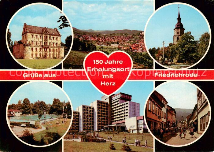 Friedrichroda Schloss Totalansicht Platz der Jungen Pioniere Schwimmbad FDGB Erh