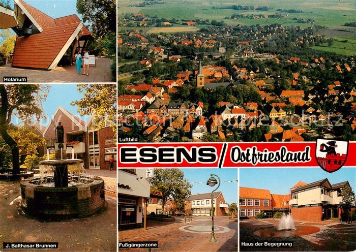 Esens Holarium J. Balthasar Brunnen Fussgaengerzone Haus der Begegnung Luftbild