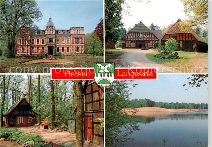 Langwedel  Verden Schloss Fachwerkhaeuser Seepartie