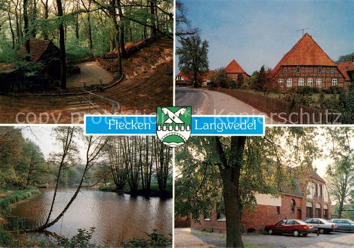 Langwedel  Verden Waldpartie Fachwerkhaeuser Gasthaus Teich