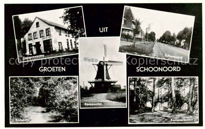 Schoonoord Coevorden NL Dokterswoning Boslaantje Korenmolen Schoonoord Kampeerte