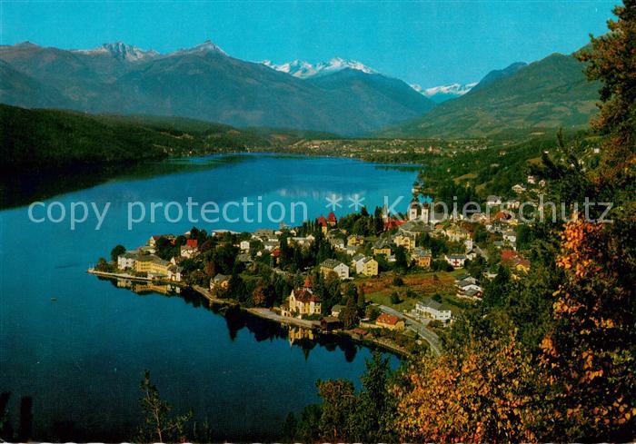 Millstatt Millstaettersee Kaernten AT Fliegeraufnahme