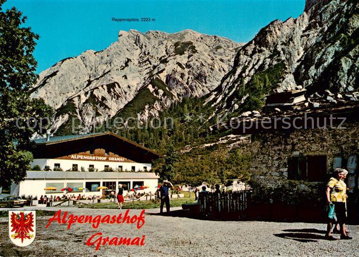 Gramaialm 1263m Falzthurntal Alpengasthof Gramai mit Rappenspitze und Karwendelg